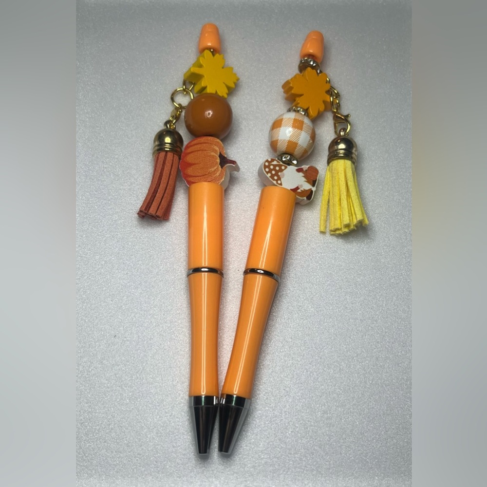 Orange Beaded Pens with Tassels